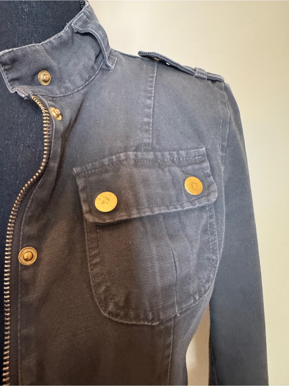 Womens Dark Gray Utility Military Jacket - Picture 4 of 5